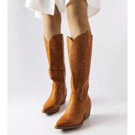 Stivali da cowboy traforati marroni di Fiorella marrone 1