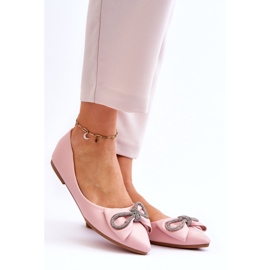 Ballerine eleganti con fiocco e strass rosa 3