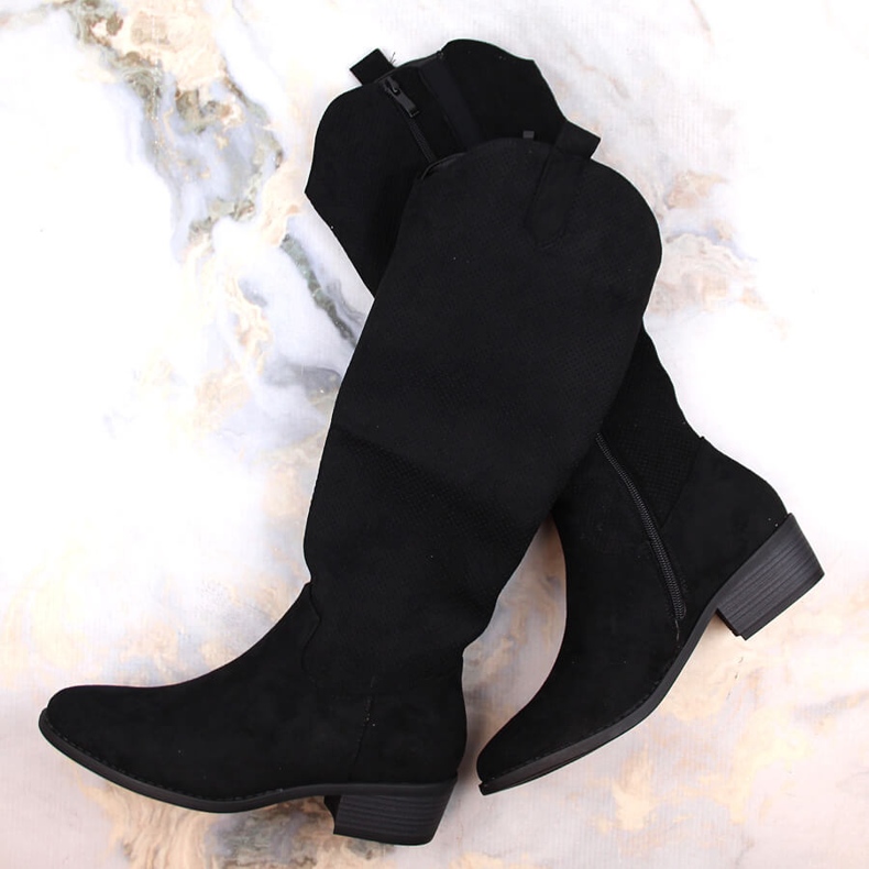 Stivali isolanti in pelle scamosciata da donna neri Jezzi RMR2353-4 nero 1