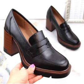 Scarpe da donna a punta e plateau nere Vinceza 58105 nero 1