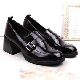 Scarpe da donna laccate nere con tacco decorativo Vinceza 58173 nero 2