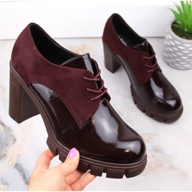 M. DASZYŃSKI Scarpe da donna su montante e plateau, marrone M.Daszyński SA218-2 rosso 1