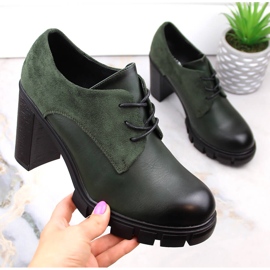 M. DASZYŃSKI Scarpe da donna verdi sul palo e sulla piattaforma M.Daszyński SA218-2 verde 1