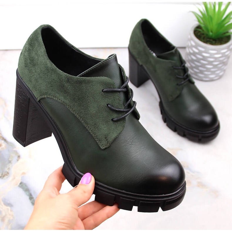 M. DASZYŃSKI Scarpe da donna verdi sul palo e sulla piattaforma M.Daszyński SA218-2 verde 1