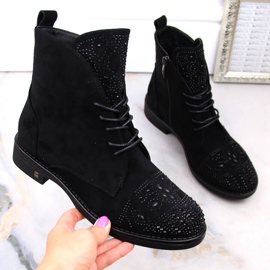 Stivali da donna con zirconi neri Potocki SZ12178 nero 1