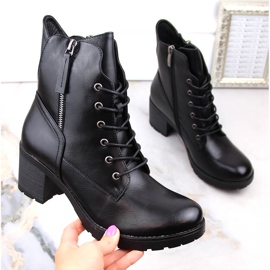 Stivali da donna su montante e piattaforma neri Potocki SZ12181 nero 1