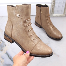 Stivali bassi da donna isolanti beige oro Jezzi ASA62-16 1