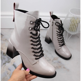 Stivali laccati con tacco alto da donna D&amp;A S.Barski Collezione Premium MR870-06 grigio 1