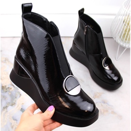 Stivali neri con zeppa da donna D&amp;A S.Barski Collezione Premium MR870-36 nero 1