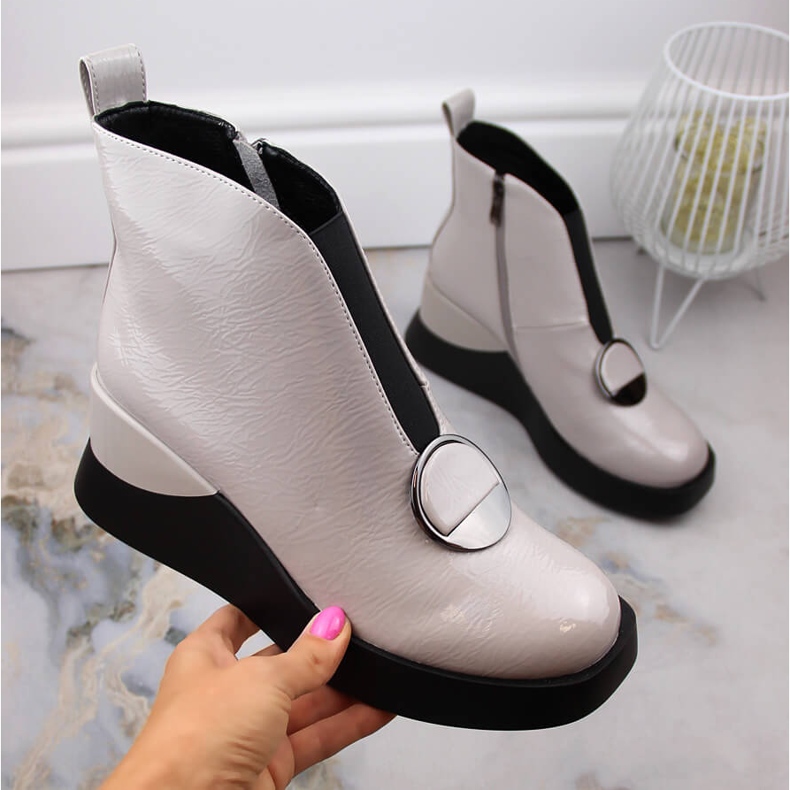 Stivali con zeppa da donna grigi D&amp;A S.Barski Collezione Premium MR870-36 grigio 1
