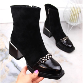 Stivali da donna con tacco decorativo neri D&amp;A S.Barski Collezione Premium MR870-70 nero 1