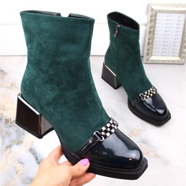 Stivali da donna con tacco decorativo verde D&amp;A S.Barski Collezione Premium MR870-70 1