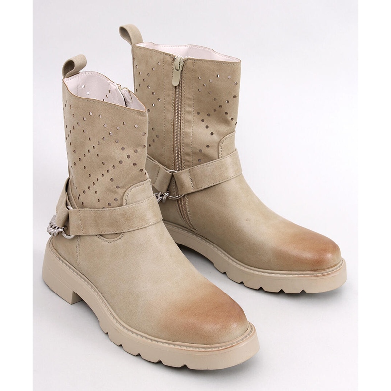 Stivaletti traforati Issey beige 1