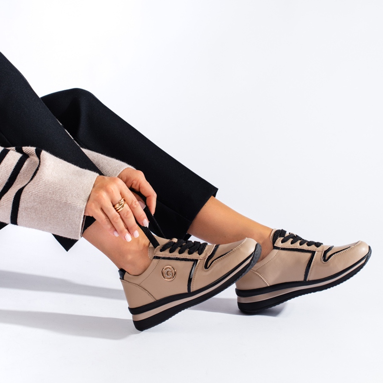 Sneakers Shelovet in pelle beige 1