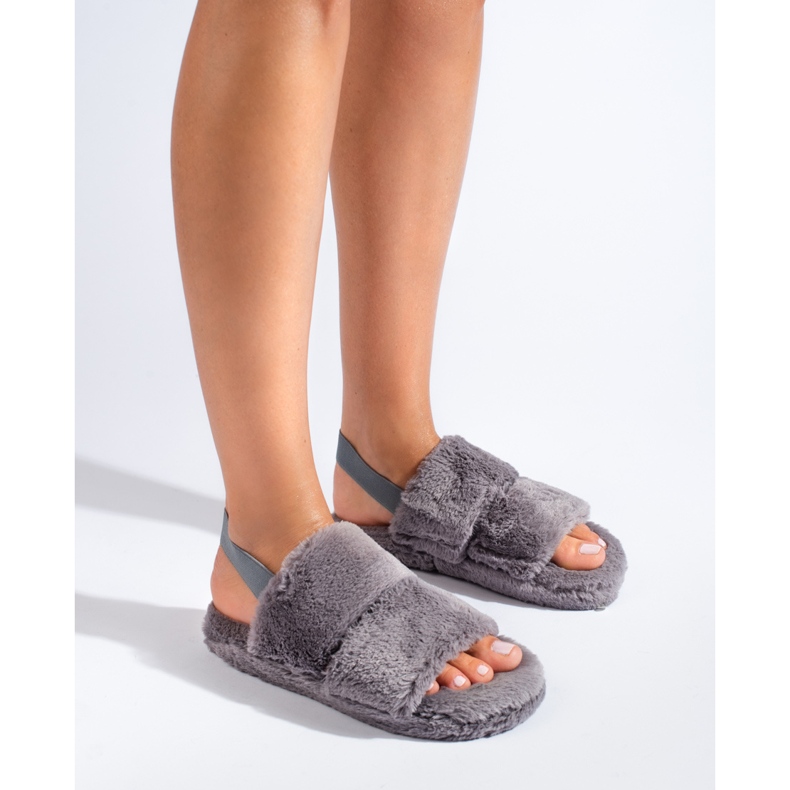 Pantofole in pelliccia da donna Shelovet grigie grigio 1