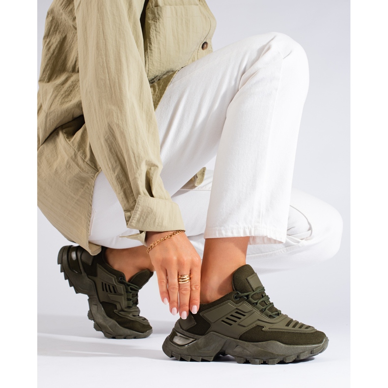 Sneakers Shelovet da donna di colore verde scuro 1