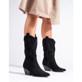 Stivali texani da donna Shelovet in camoscio nero 1