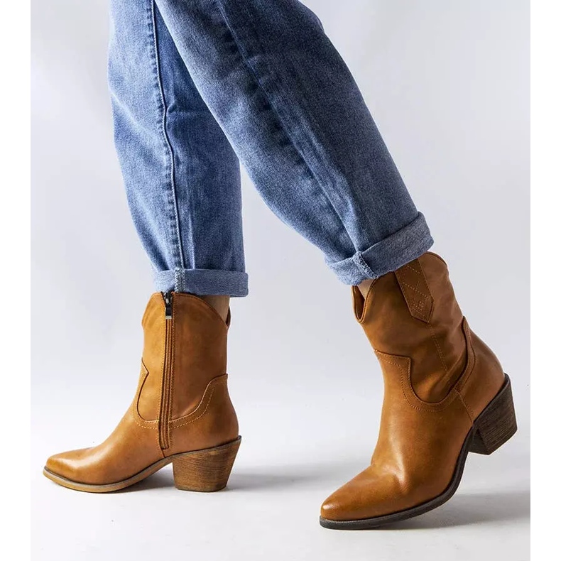 Stivali da cowboy marroni L08-198 Cammello marrone 1