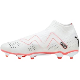 Scarpe da calcio bianche Puma Future Match+ Ll FG/AG 107366 01 con calzino bianco bianco 4
