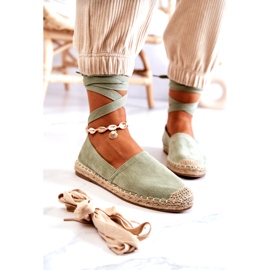 Espadrillas verdi in camoscio allacciate verde 1