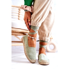 Espadrillas verdi in camoscio allacciate verde 2