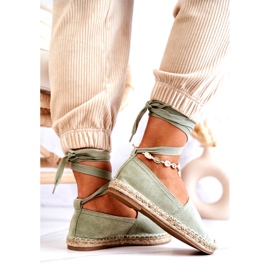 Espadrillas verdi in camoscio allacciate verde 4