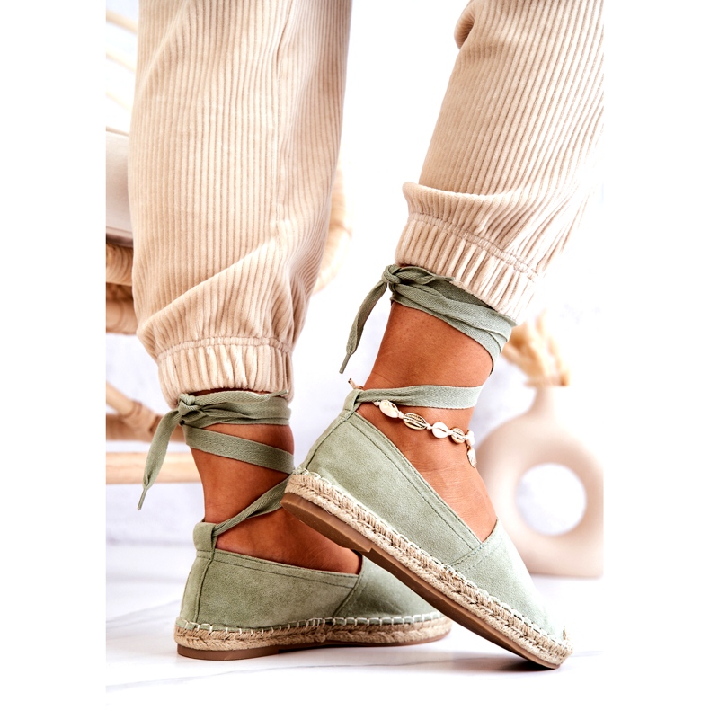 Espadrillas verdi in camoscio allacciate verde 4