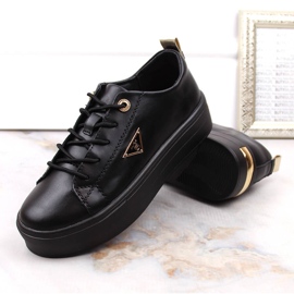 Scarpe da donna in pelle su plateau Filippo nero 1