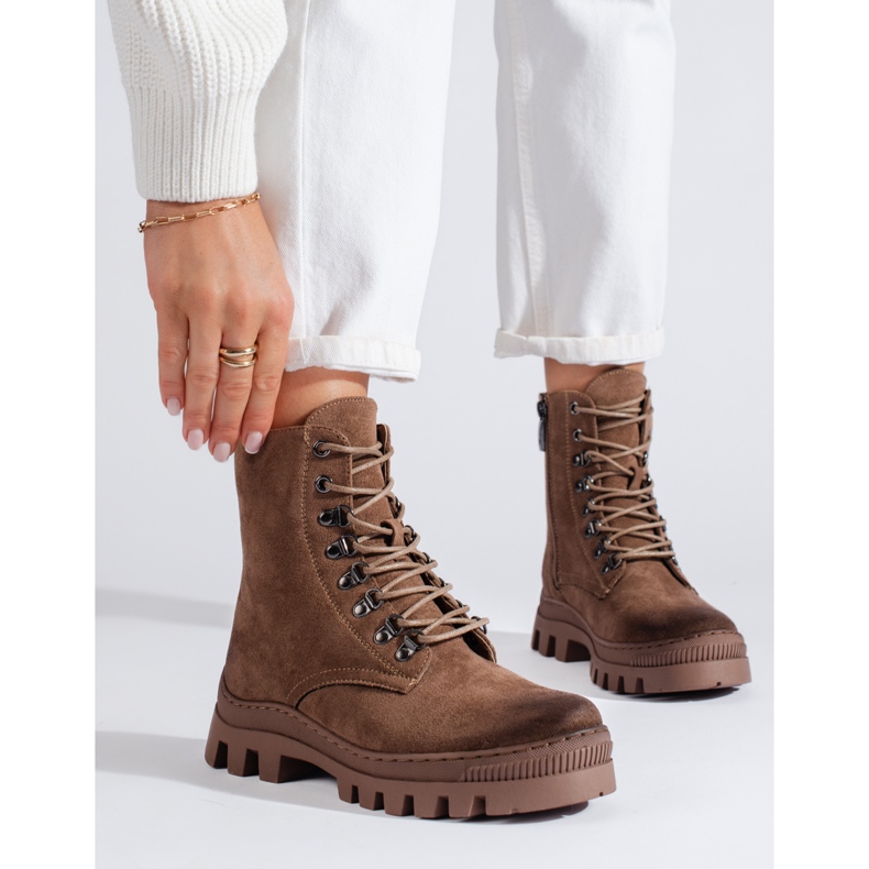 W. Potocki Abbigliamento da lavoro da donna in camoscio beige di Potocki marrone 1