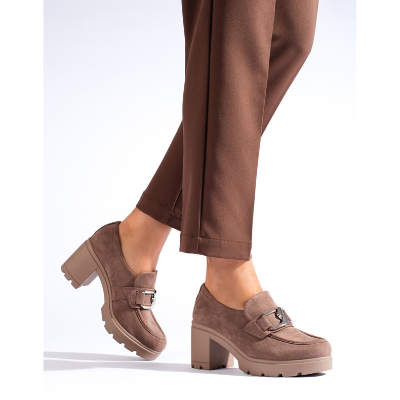 W. Potocki Scarpe con tacco alto in camoscio beige scuro di Potocki 1