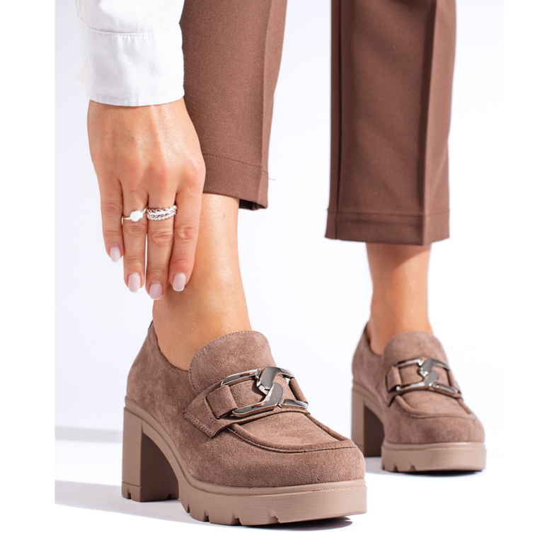 W. Potocki Scarpe con tacco alto in camoscio beige scuro di Potocki 2