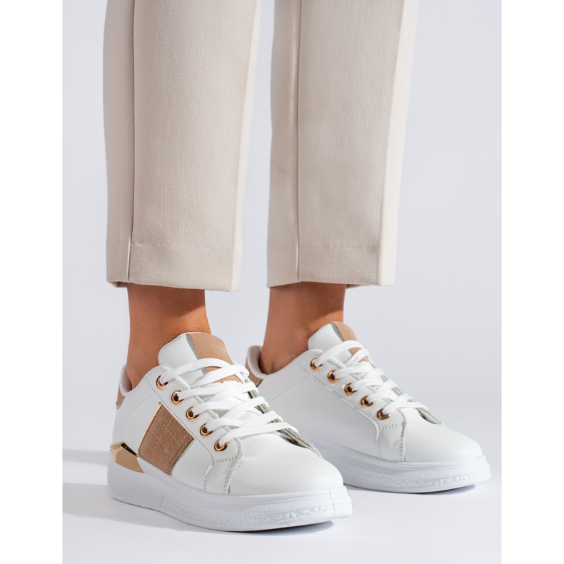 Scarpe sportive da donna bianche e beige Sneakers Shelovet bianco 1