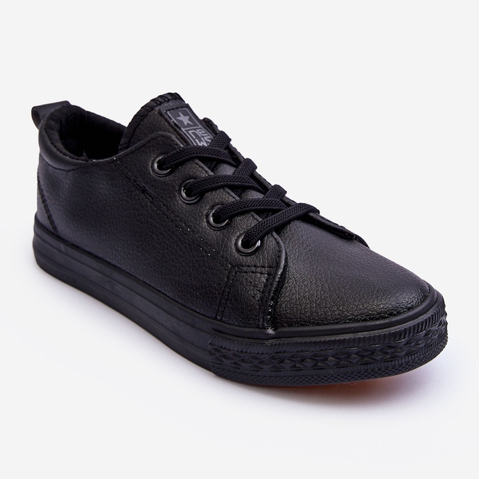 PE1 Sneakers da Bambino in Pelle Nera Poliana nero 1