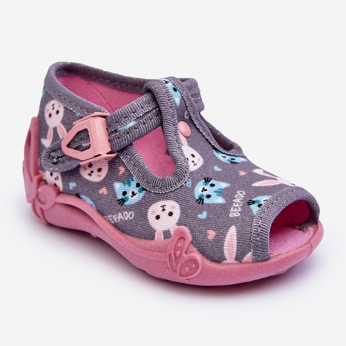 BEFADO S.A. Befado 213P139 Sandali con pantofole di coniglio, grigio e rosa 1