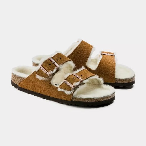 Infradito Birkenstock Arizona Shearling Mink W 1001135 marrone 1