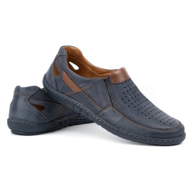 Olivier Mocassini uomo in pelle per l'estate 602 blu navy 4