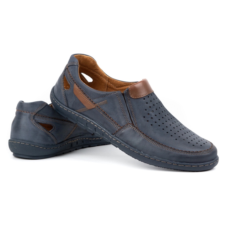 Olivier Mocassini uomo in pelle per l'estate 602 blu navy 4