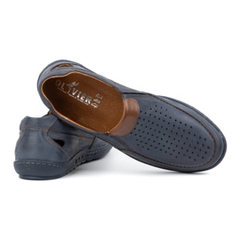 Olivier Mocassini uomo in pelle per l'estate 602 blu navy 2