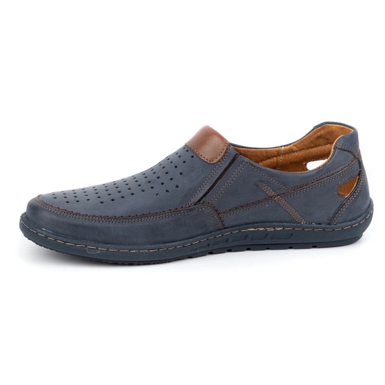 Olivier Mocassini uomo in pelle per l'estate 602 blu navy 1
