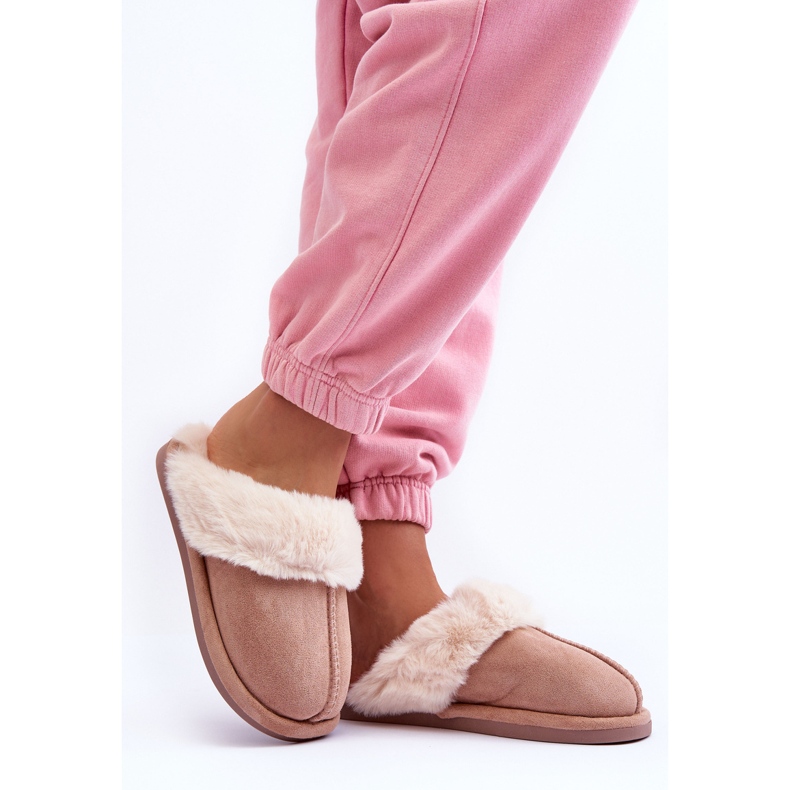 FB3 Pantofole beige da mignolo da donna con pelliccia 2