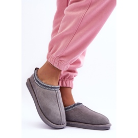 FB3 Pantofole Da Donna In Camoscio Con Pelliccia Grigia Polinna grigio 1