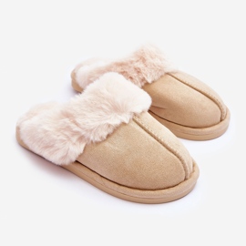FB3 Ciabatte Infradito da Donna con Pelliccia Beige Chiaro Rosato 1