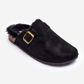 FB2 Infradito Da Donna In Pelle Scamosciata Con Pelliccia Nera Haidamia nero 1