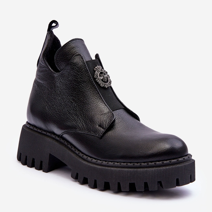Lemar Stivaletti Da Donna In Pelle Con Decorazione Lusanna Nero 1
