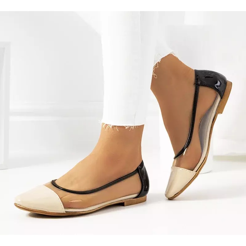 Ballerine Pastella beige trasparenti incolore nero 2