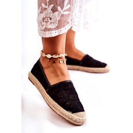 S.Barski Espadrillas classiche traforate da donna, nere nero 2