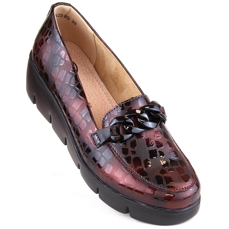 Filippo DP4128 scarpe con zeppa da donna in pelle bordeaux rosso 1