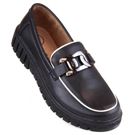 Scarpe da donna in pelle nera su plateau con catena, Filippo DP4728 nero 1