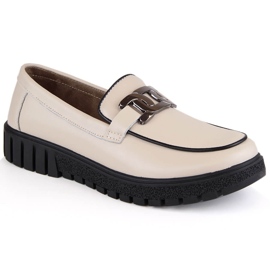 Scarpe da donna in pelle su plateau con catena, beige Filippo DP4728 2