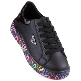 Scarpe da donna in pelle su plateau nero colorato Filippo DP4480 1